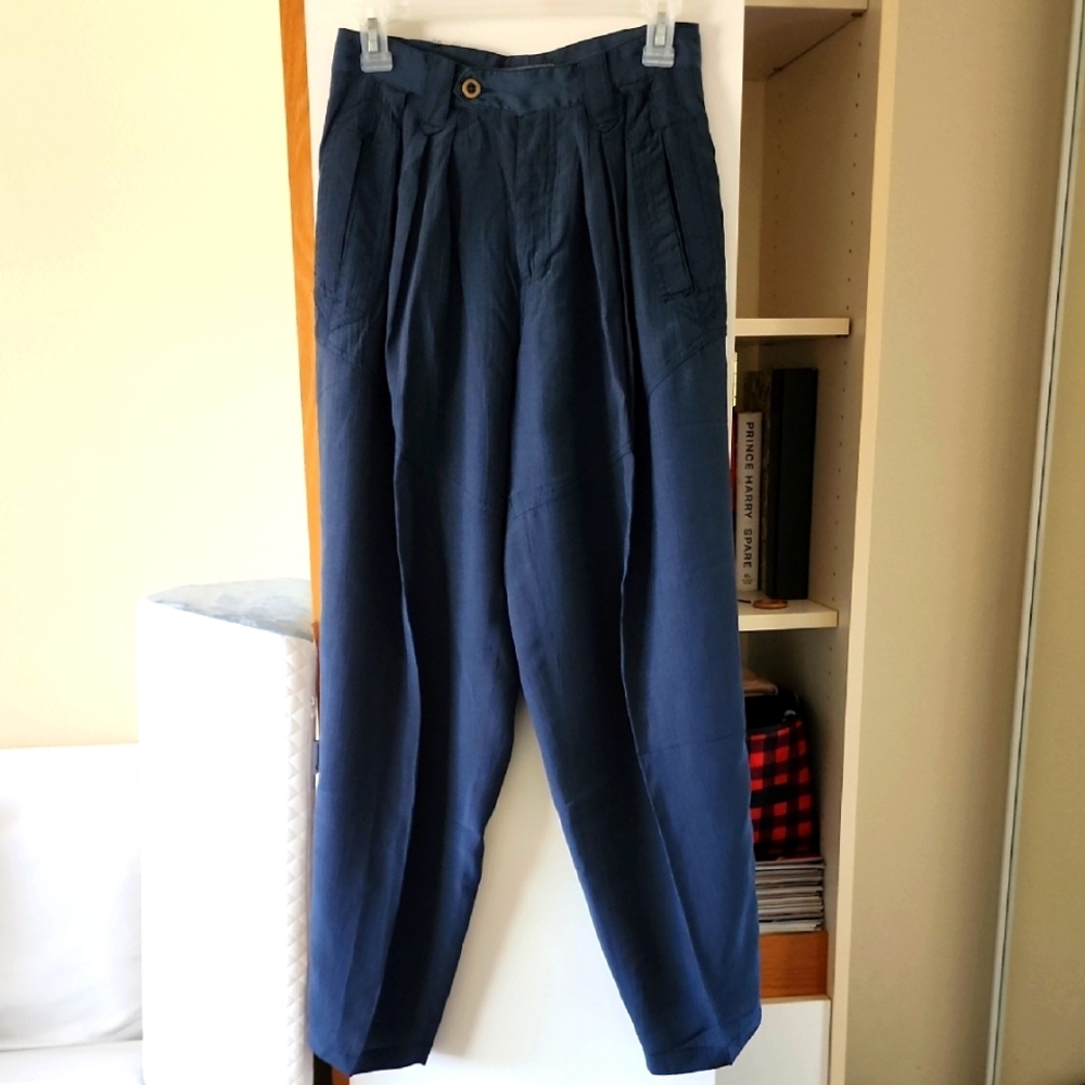 Petite Vintage Lizwear Parachute Style Navy Pants